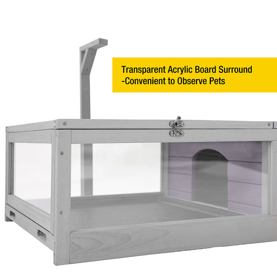 Morgete Tortoise Habitat Wooden Tortoise Enclosure Outdoor & Indoor Large Turtle Cage for Small Reptile Animals, Pull Out Tray from Two Sides