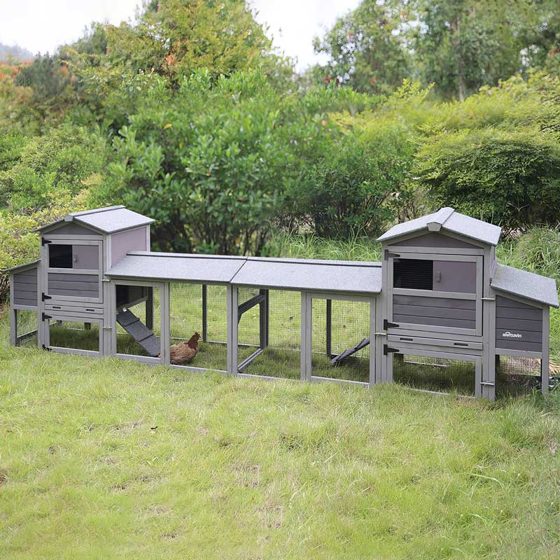 Morgete Large Chicken Coop on Wheels, Wooden Hen House with Nest Box and Asphalt Roof