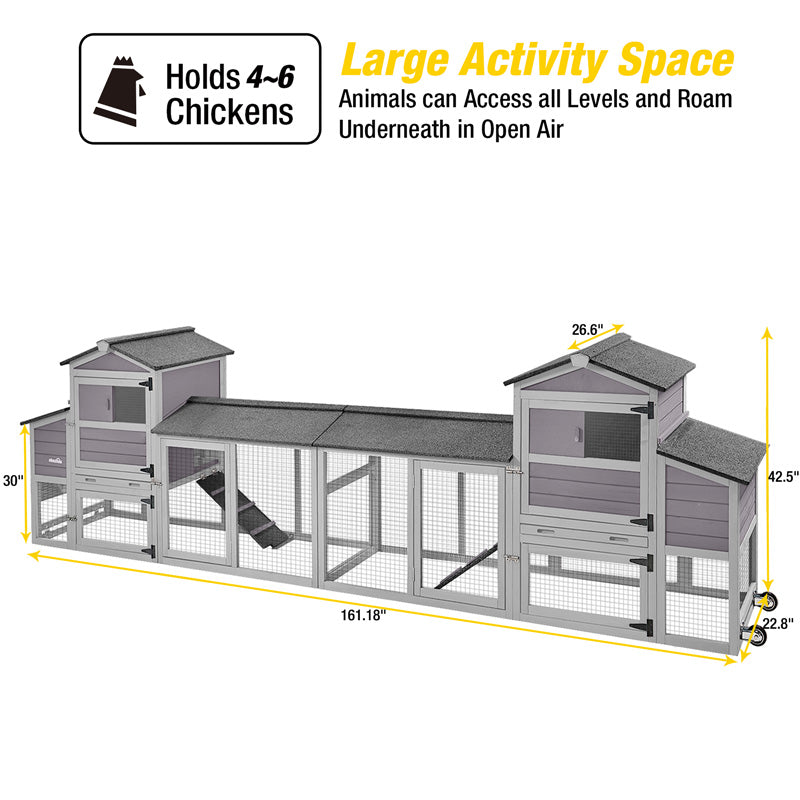 Aivituvin- AIR61 Mobile Chicken Tractor for 2-3 Chickens( Inner Space 18.47ft²)