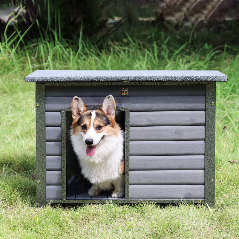 Morgete Wooden Dog House Anti-chewing Kennels for Outdoor & Indoor, Browm, Medium