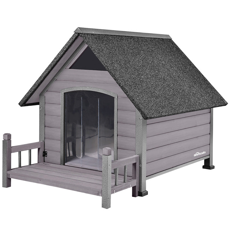 Morgete Outdoor Dog House, Puppy Shelter with Chewproof Design for Small Medium Dogs, Gray