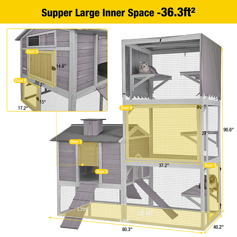 Aivituvin-AIR82 Large Cat Enclosure,Vertical Climbing Enclosure