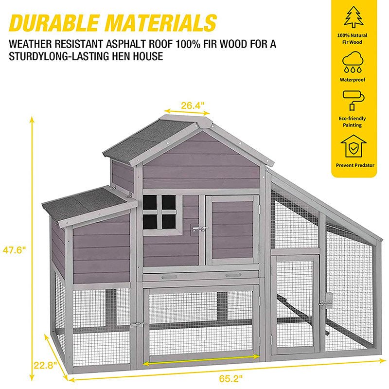 Morgete Chicken Coop for 2-4 Hens, Wood Hen House with Nest Box