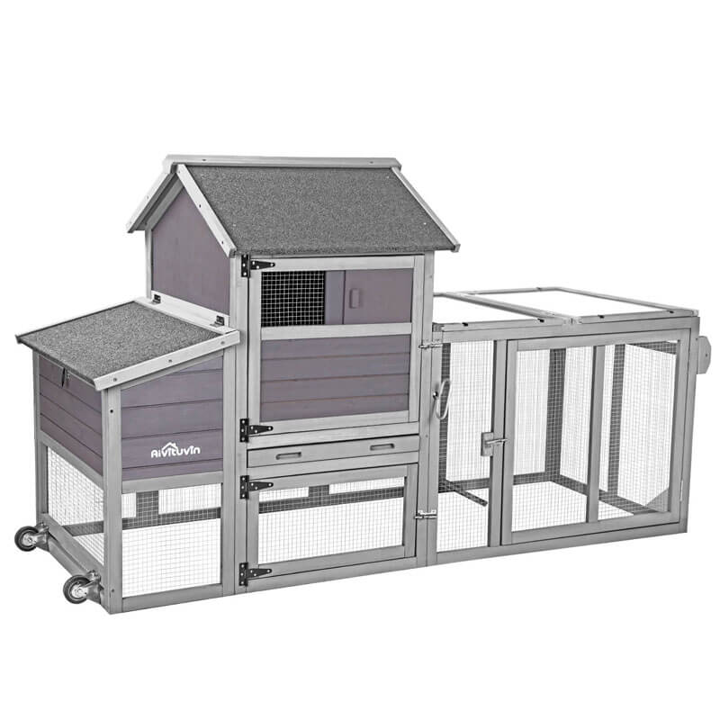 Aivituvin Chicken Tractor AIR27, Wooden Chicken House for 2-4 Hens, 23.03ft² 