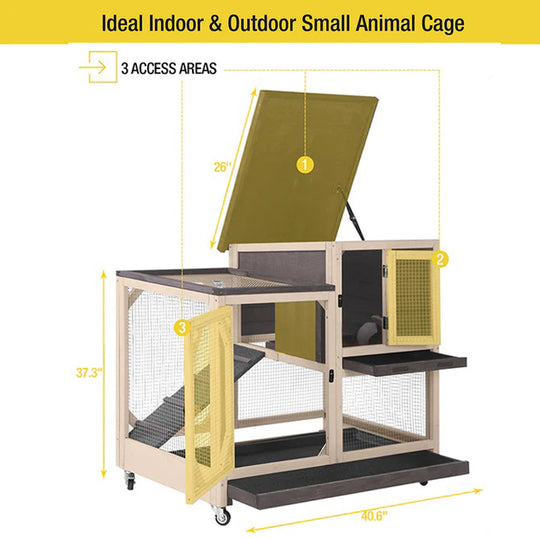 Aivituvin-XZ7001 Large Indoor Rabbit Hutch with Pull out Tray(No Wire Mesh on the Tray)