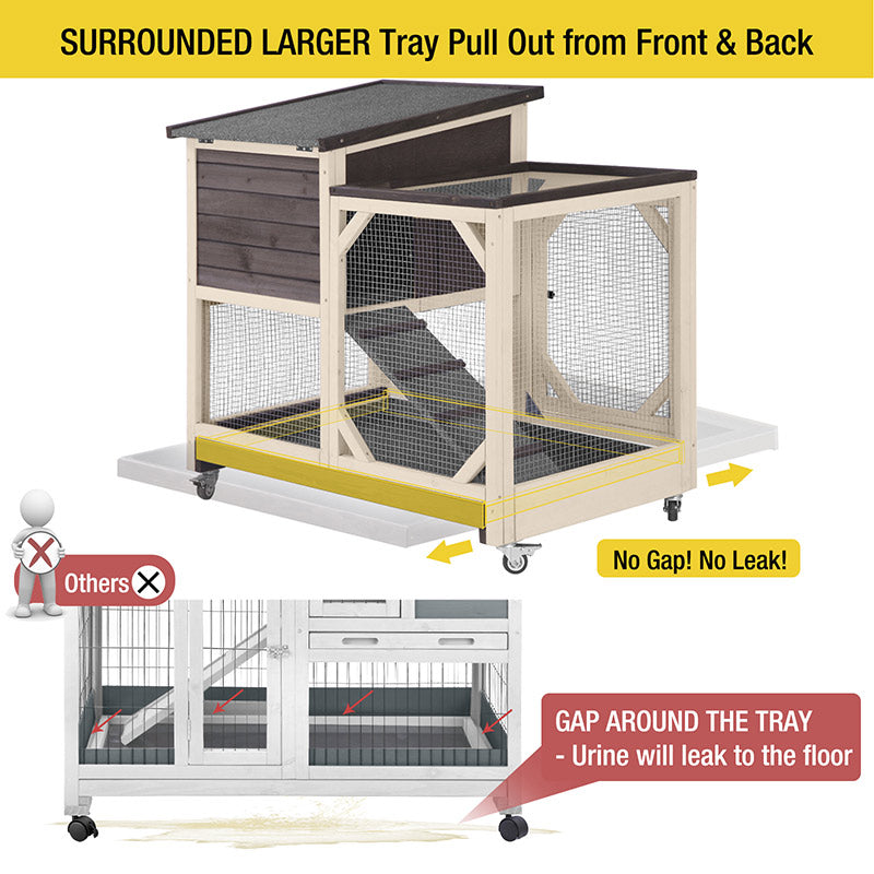 Aivituvin Large Indoor Rabbit Hutch with Pull out Tray
