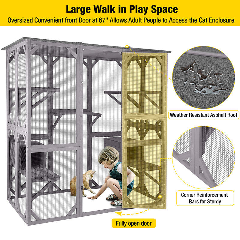 Morgete-AIR37 Walk-in Extra Large Outdoor Cat Enclosure