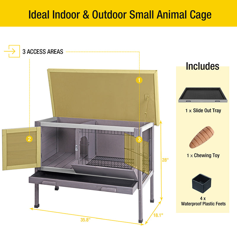 Aivituvin Outdoor Rabbit Hutch | Wire Bottom Rabbit Cage