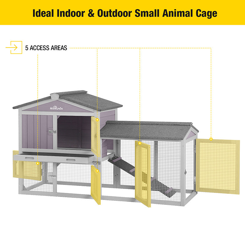 Aivituvin-AIR02 Rabbit Hutch | Easy Combine With Second Bunny Cage (Inner Space 10.4 ft²)