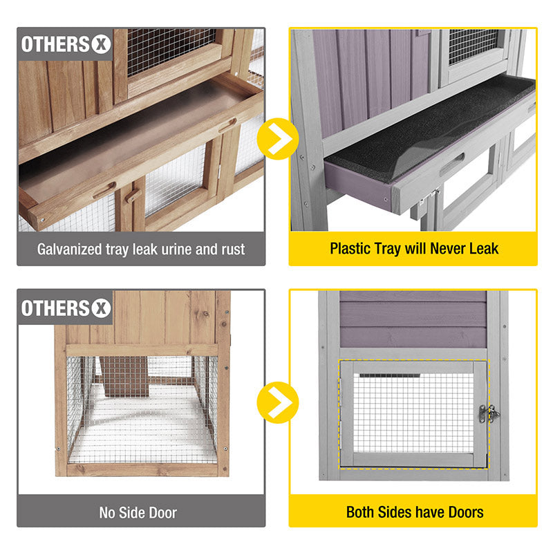 MEDEHOO Wooden Rabbit Hutch Outdoor Bunny Cage Pets House for Guinea Pigs