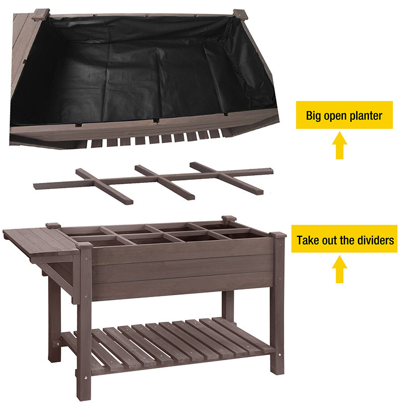Morgete Wooden Raised Garden Bed with Shelf and Trellis - Thumbnail 2