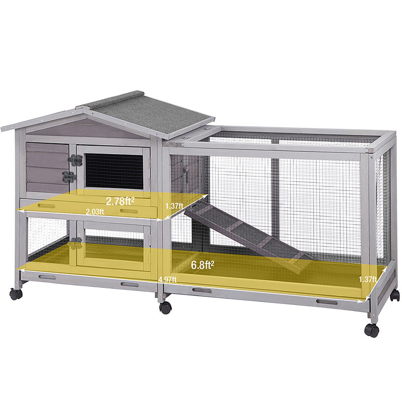 Cages For MEDEHOO Wooden Rabbit Hutch With Two Slide Tray