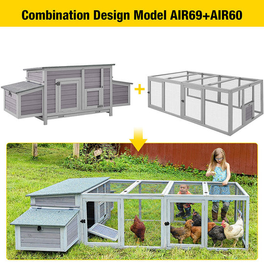 Morgete Chicken Coop Chicken House Outdoor for Chicken Duck Quail Hen Cage with Run 2 Nesting Boxes