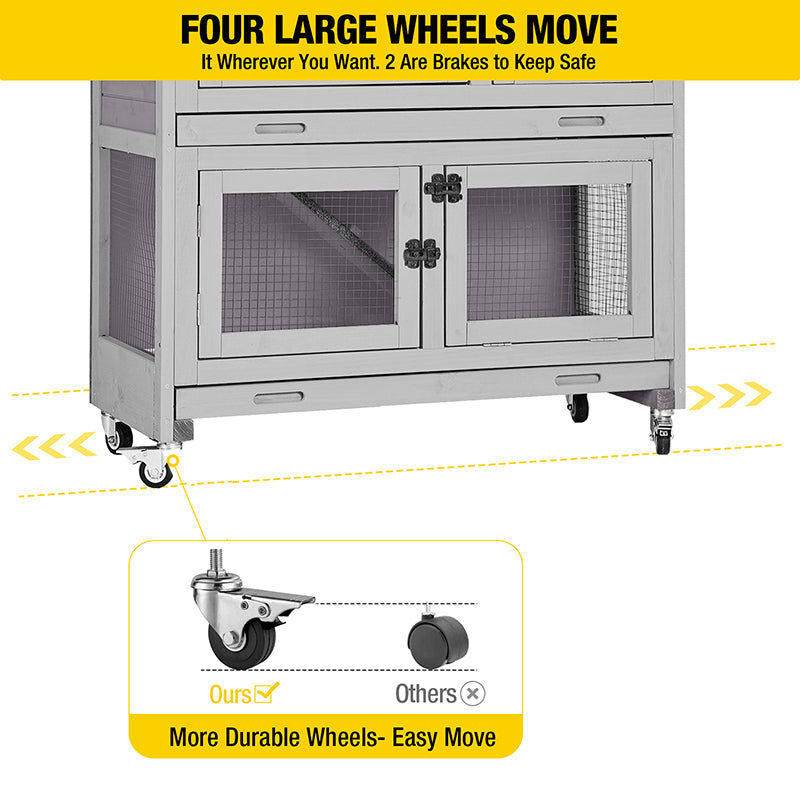 Aivituvin-AIR77 Outdoor Indoor Bunny Hutch With Wheels