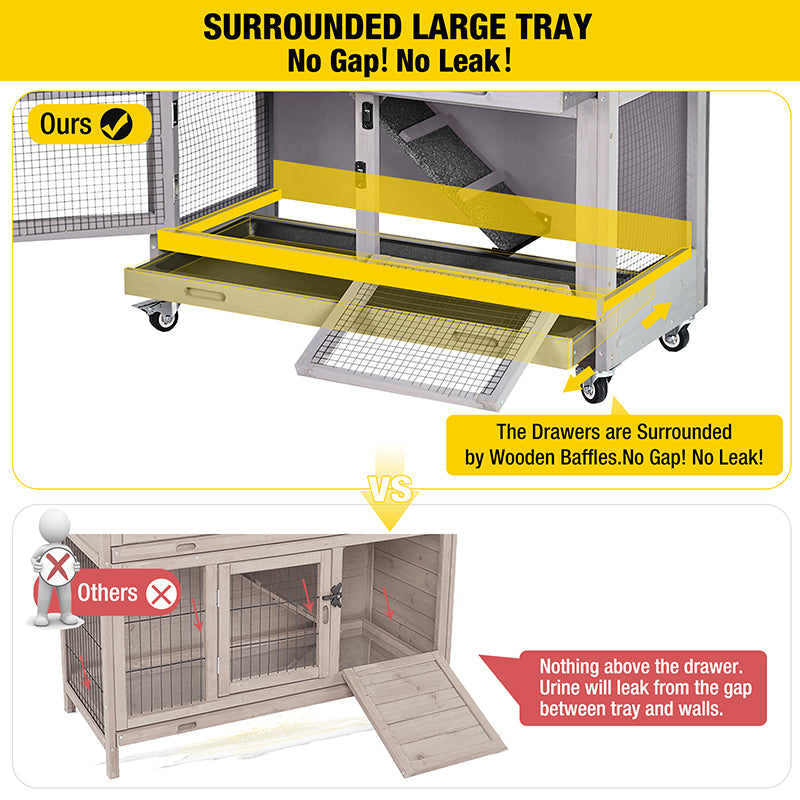 Aivituvin-AIR77 Outdoor Indoor Bunny Hutch With Wheels