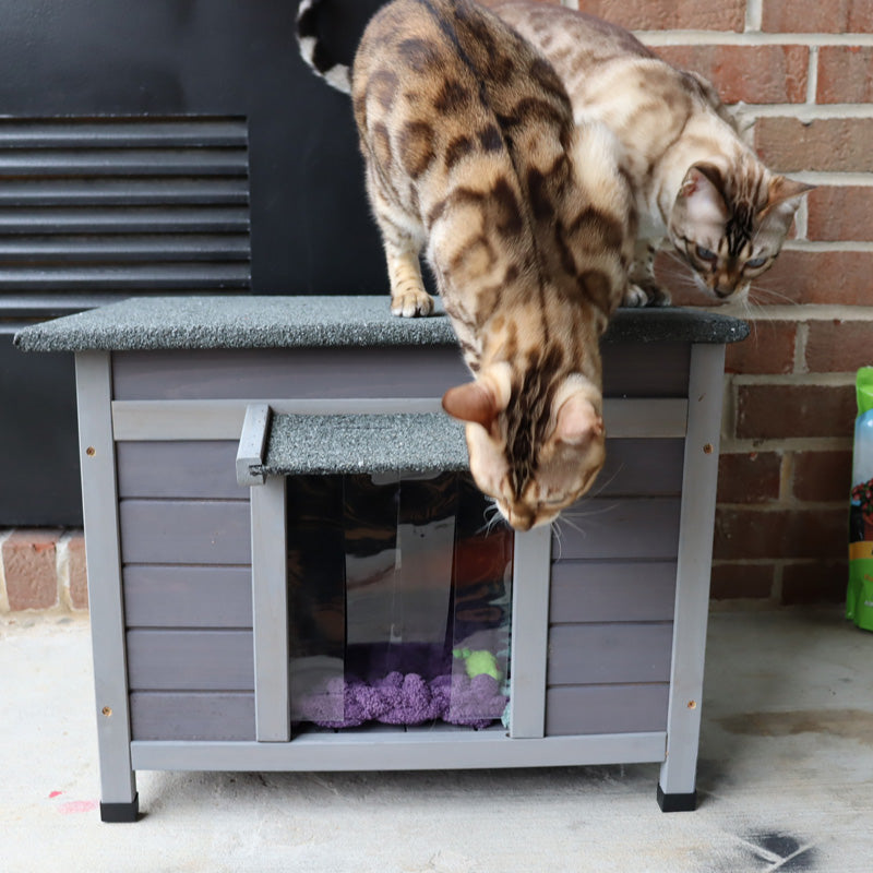 Aivituvin-AIR12-B Outdoor Wooden Cat House, Indoor Cat House