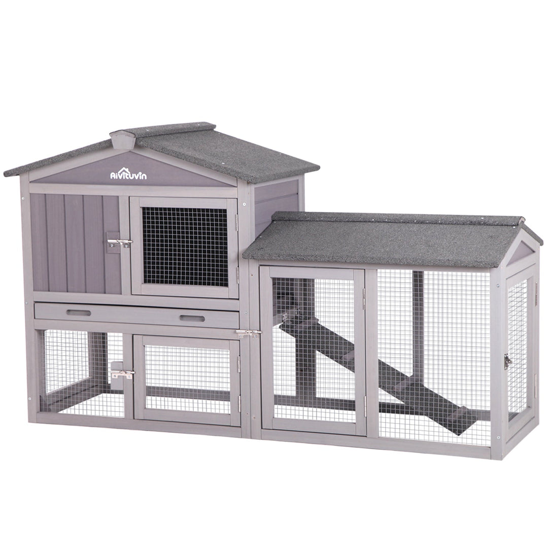 Morgete Wooden Rabbit Hutch Outdoor Bunny Cage Pets House for Guinea Pigs