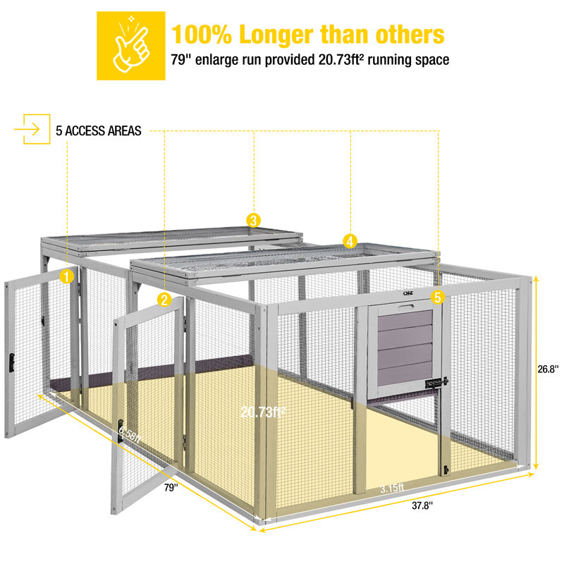 Aivituvin Foldable Chicken Coop AIR66, Fast-Assembly Folding Chicken House for 3–4 Chickens