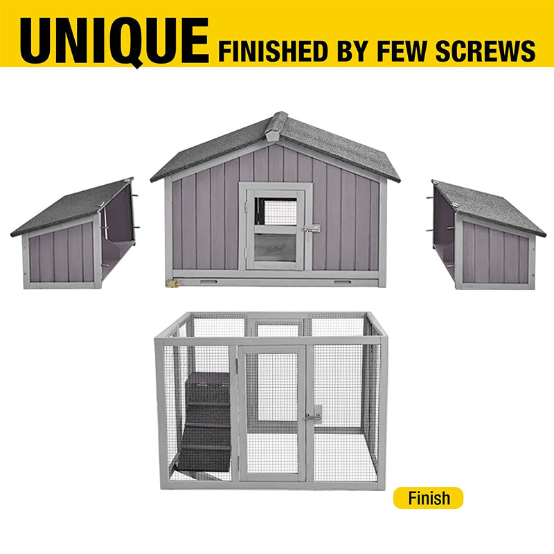 Aivituvin Foldable Chicken Coop AIR66, Fast-Assembly Folding Chicken House for 3–4 Chickens