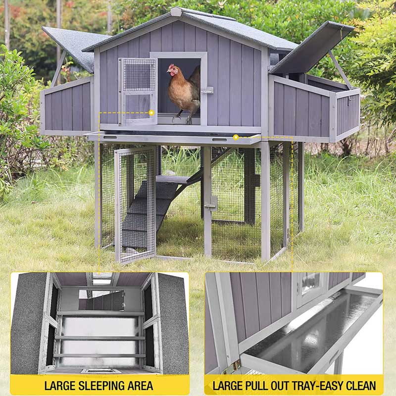 Aivituvin Foldable Chicken Coop AIR66, Fast-Assembly Folding Chicken House for 3–4 Chickens