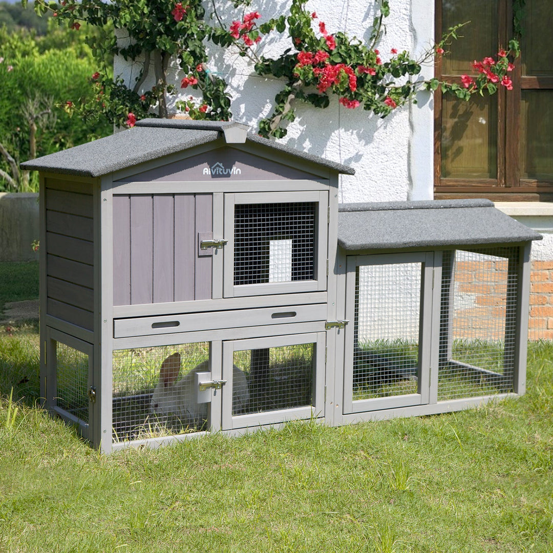 Morgete Wooden Rabbit Hutch Outdoor Bunny Cage Pets House for Guinea Pigs