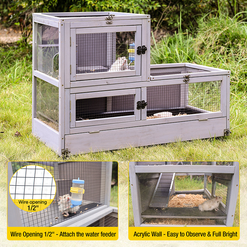 Aivituvin-AIR57 Wooden Hamster Cage for Dwarf Syrian Hamster
