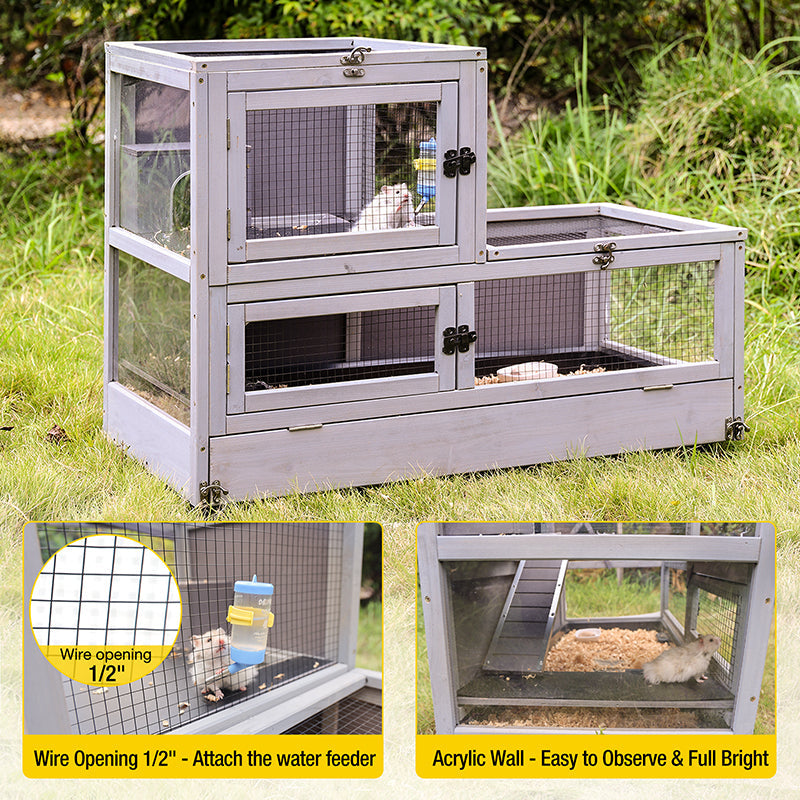 Morgete 2 Levels Hamster Cage Anti-chewing for Guinea Pig Rat Portable