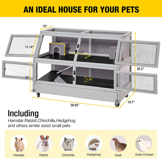 Morgete Hamster Cage for Guinea Pig Rat Habitat Critter Nation 2 Levels Portable Anti-chewing