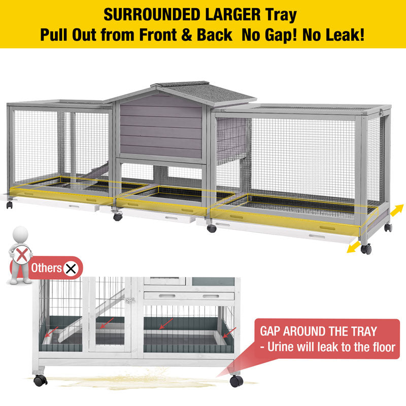 Aivituvin Large Indoor Rabbit Hutch AIR65, Rabbit and Quail Cage on Wheels, 14.57 ft²