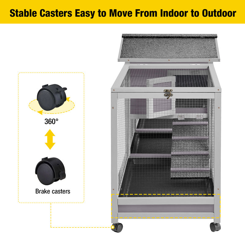 Aivituvin Large Indoor Rabbit Hutch AIR65, Rabbit and Quail Cage on Wheels, 14.57 ft²