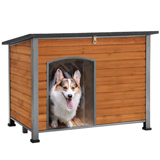 Morgete Wooden Dog House Anti-chewing Kennels for Outdoor & Indoor, Brown, Large