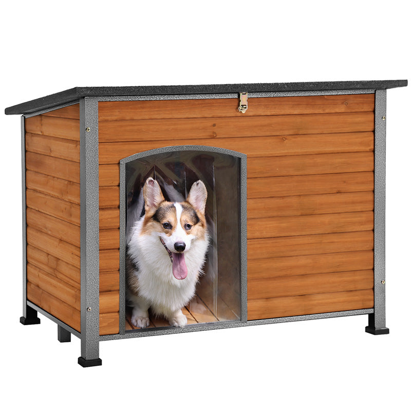 Morgete Wooden Dog House Anti-chewing Kennels for Outdoor & Indoor, Browm, Medium