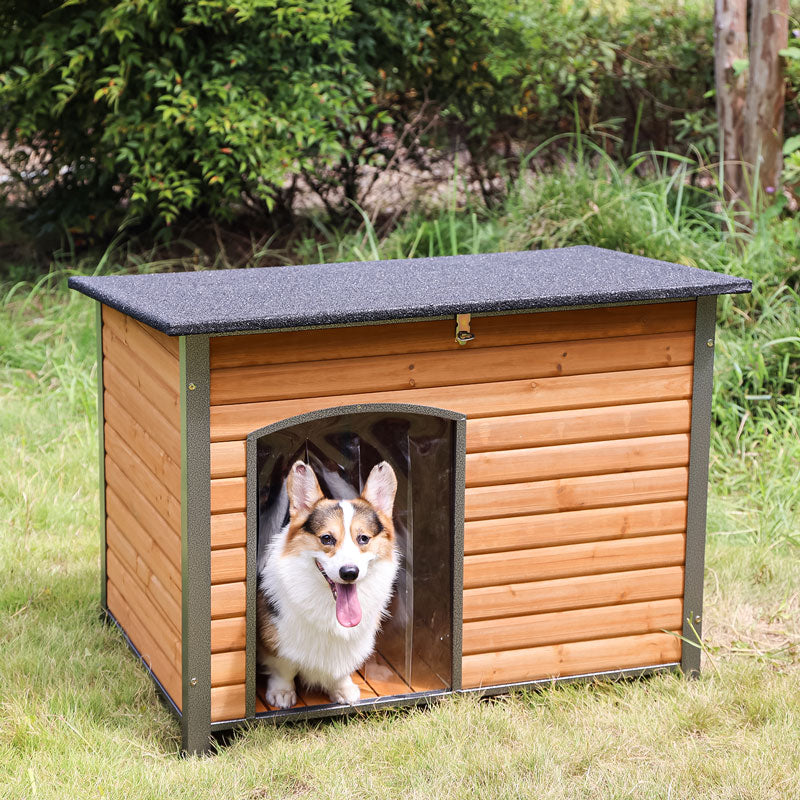 Morgete Wooden Dog House Anti-chewing Kennels for Outdoor & Indoor, Browm, Medium