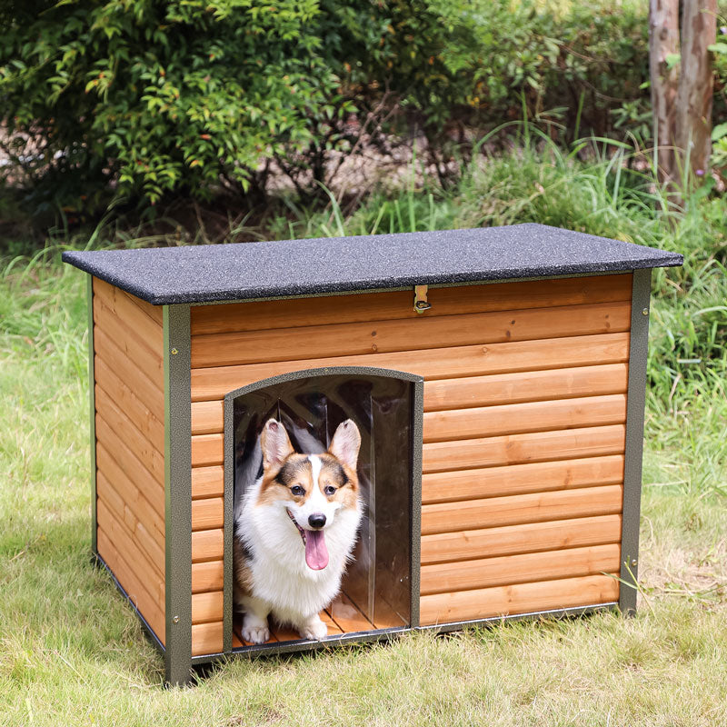 Morgete Wooden Dog House Anti-chewing Kennels for Outdoor & Indoor, Gray, Medium