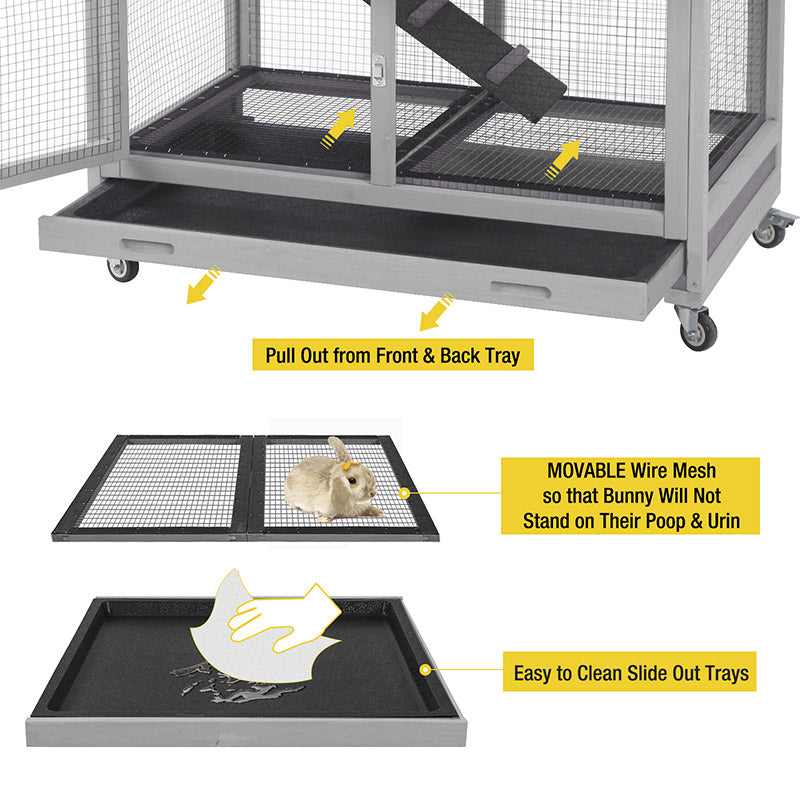 Aivituvin Rabbit Hutch Wire Bottom Rabbit Cage