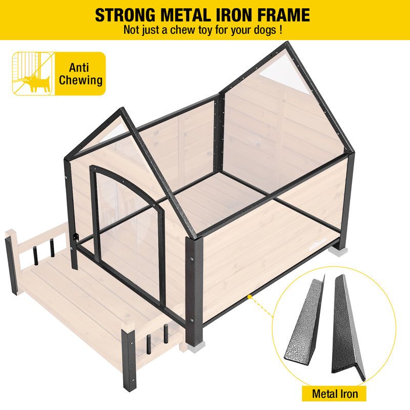 Aivituvin-AIR80 AIR81Outdoor Dog House with Porch| Strong Iron Frame