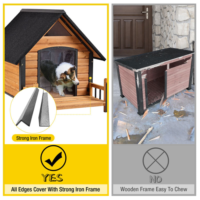 Morgete Outdoor Dog House, Puppy Shelter with Chewproof Design for Small Medium Dogs, Gray